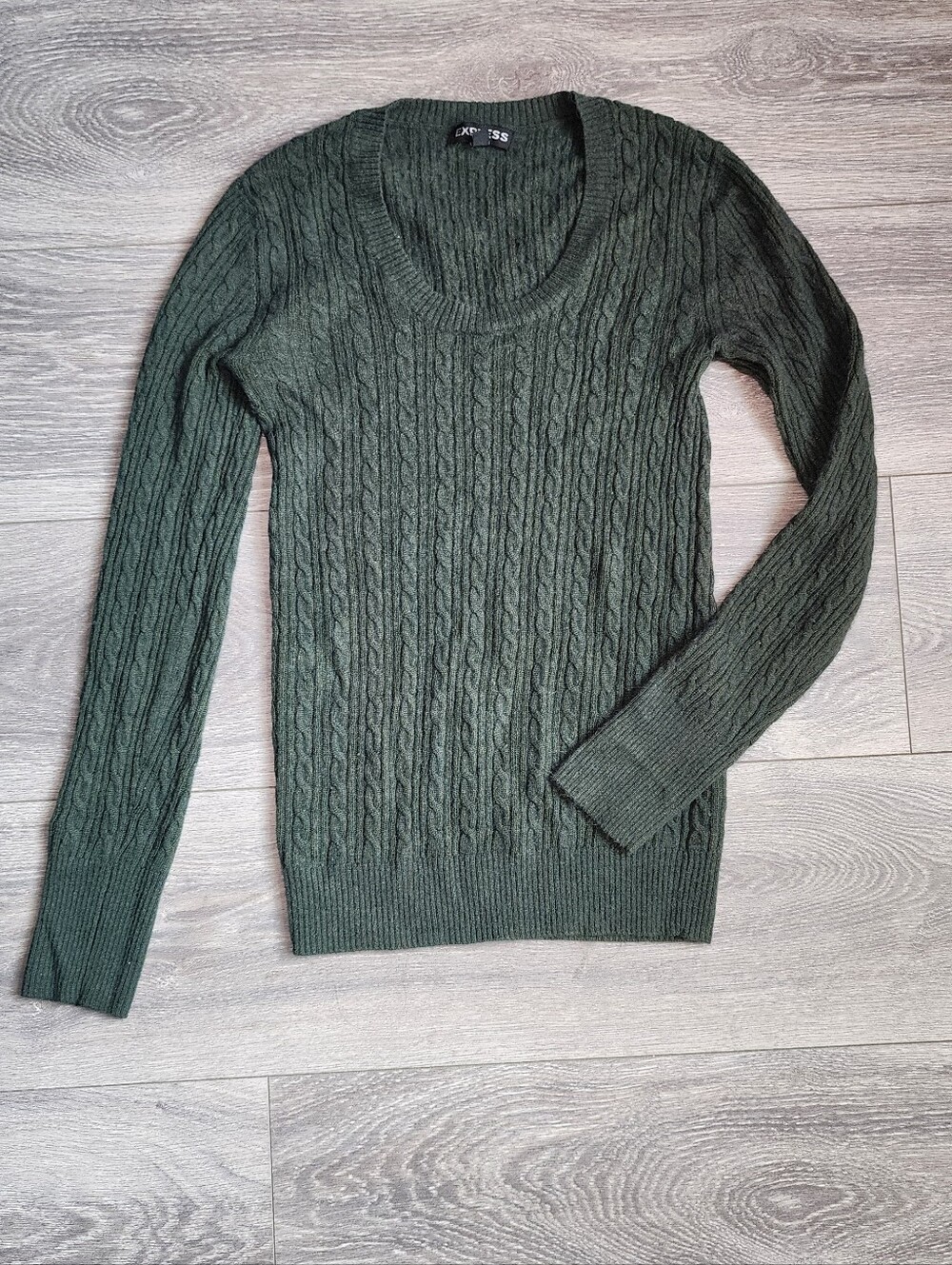 Forest Green Cable-Knit Cashmere Sweater Women Medium